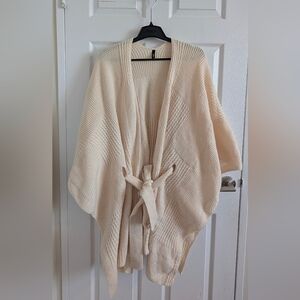 Torrid One Size Cream Patchwork Knit Poncho Wrap - Soft Oversized Cardigan